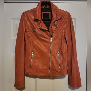 Women's MAURITIUS Sofia 4 Burnt Orange Distressed Lamb Leather Jacket. Size: 8